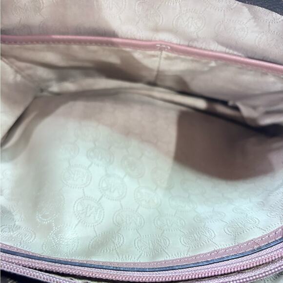 MICHAEL KORS Brown Monogram Jet Set Pocket Tote w/ Pink Leather Straps - Picture 8 of 8